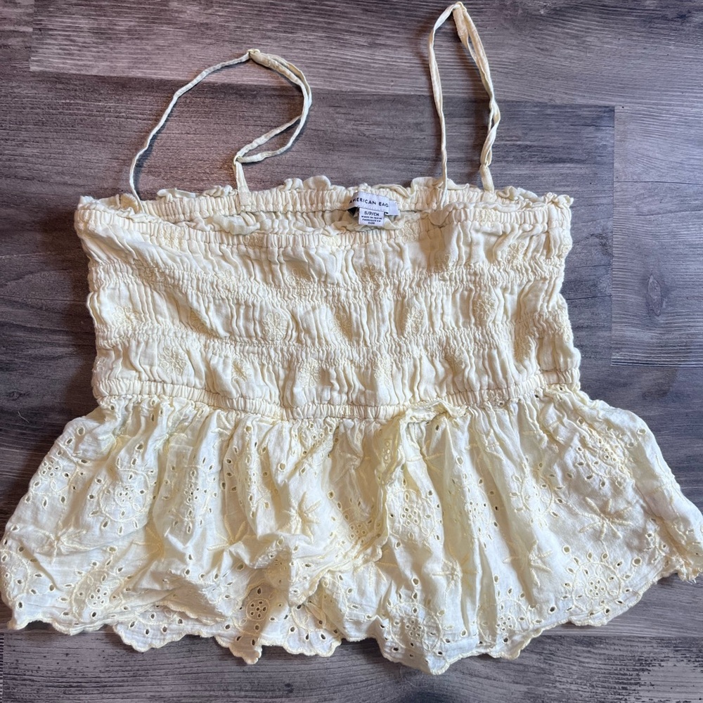 American Eagle Outfitters Cream Eyelet Camisole